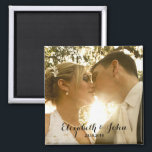Simple Handwriting Wedding Photo Magnet<br><div class="desc">Easily replace the template sample photo with your own wedding photo to make personalized wedding favor or keepsake</div>