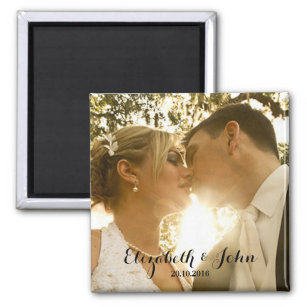 Simple Handwriting Wedding Photo Magnet