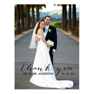 Simple Wedding Thank You Postcards Zazzle Simple Handwriting Wedding Thank You Postcard
