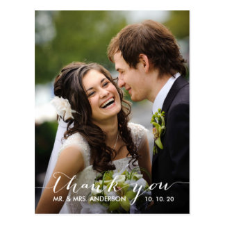 Simple Handwriting Wedding Thank You Postcard