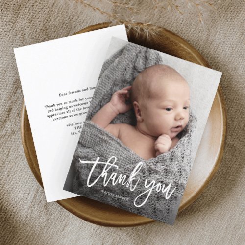 Simple Handwritten Baby Photo Thank You Card