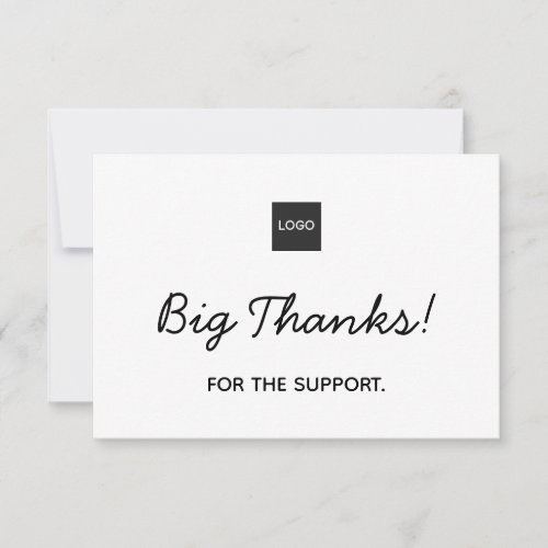 Simple Handwritten Big Thanks w Logo Branding Thank You Card