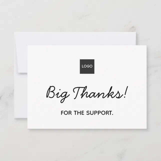 Simple Handwritten Big Thanks w/ Logo Branding Thank You Card | Zazzle