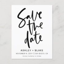 Simple Handwritten Calligraphy Save the Date Announcement Postcard