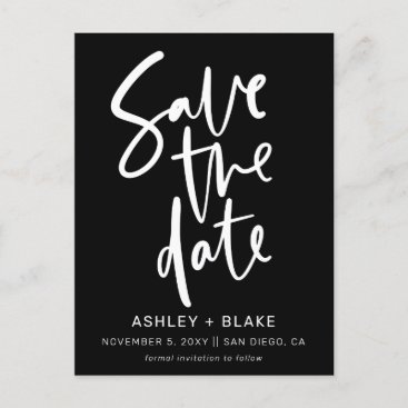 Simple Handwritten Calligraphy Save the Date Announcement Postcard