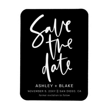 Simple Handwritten Calligraphy Save The Date Magnet by blessedwedding at Zazzle