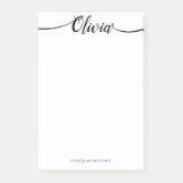 Simple Calligraphy Monogram Black and White Post-it Notes