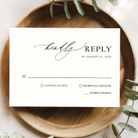Simple Handwritten Calligraphy Wedding RSVP Card
