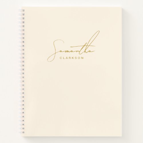 Simple Handwritten Gold Script Typography Personal Notebook