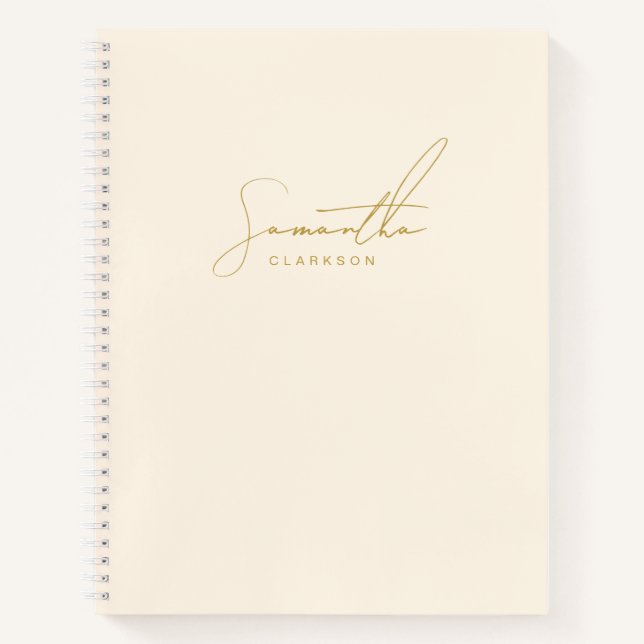 Simple Handwritten Gold Script Typography Personal Notebook (Front)
