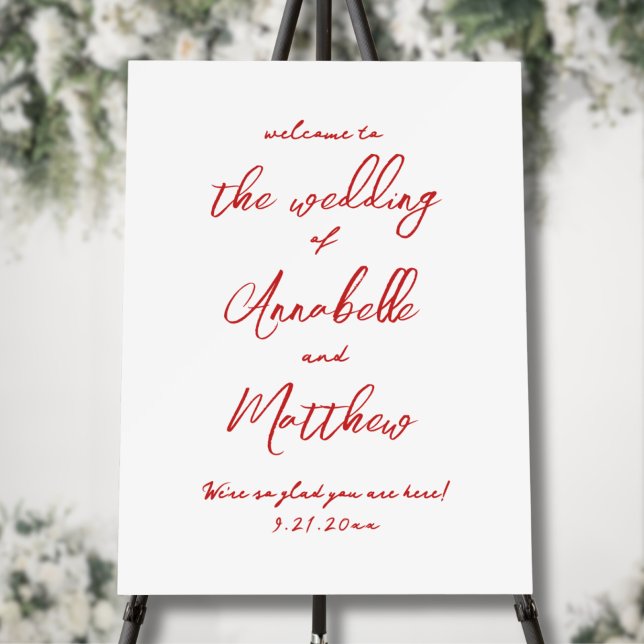 Simple Handwritten Red Wedding Welcome Sign (Simple Handwritten Red Wedding Welcome Sign)