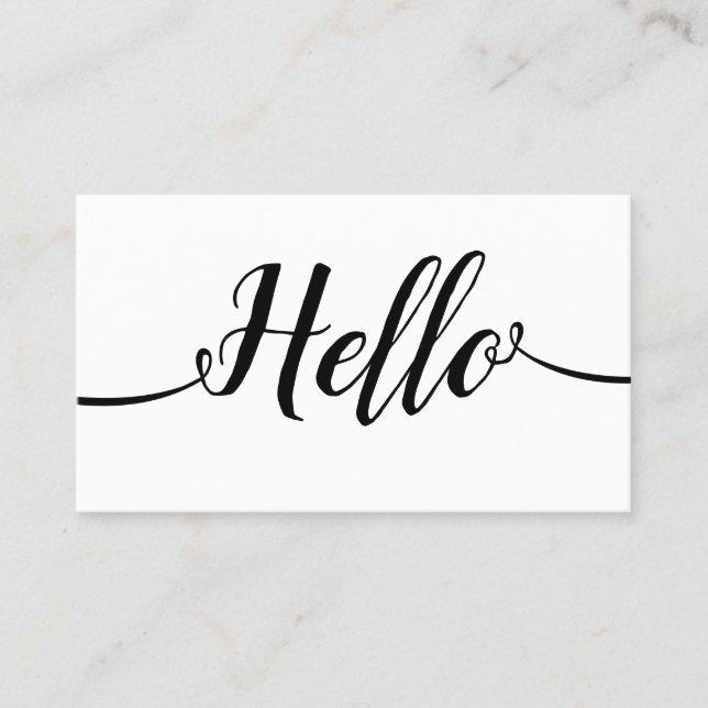 Simple Handwritten Script Calligraphy Hello Business Card (Front)
