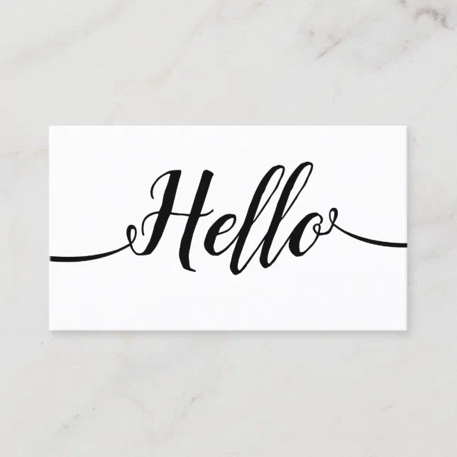 Simple Handwritten Script Calligraphy Hello Business Card | Zazzle