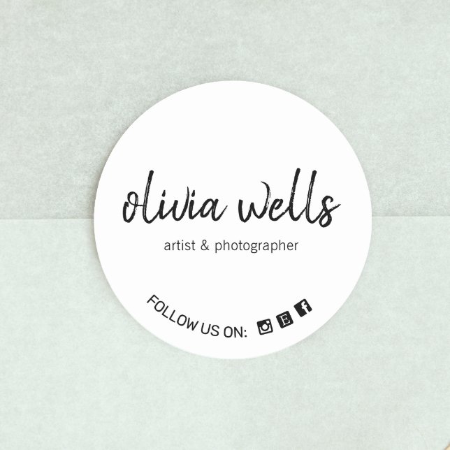 Simple Handwritten Script Font Social Media Icon Classic Round Sticker (Creator Uploaded)