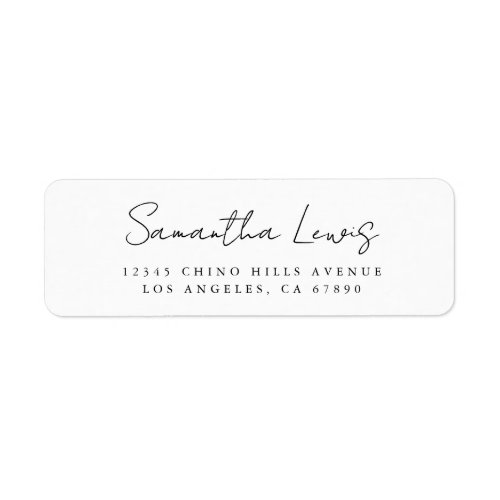 Simple Handwritten Script Name Return Address Label