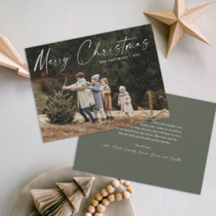 Simple Handwritten Script Photo Christmas Holiday Card