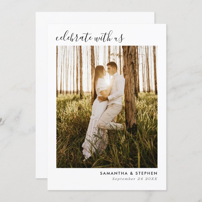 Simple Handwritten Script Photo Wedding Invitation