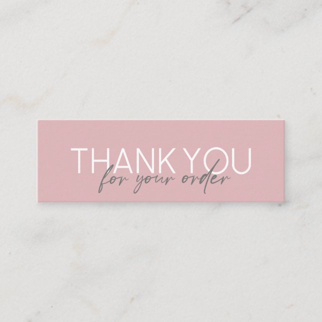 Simple Handwritten Script Thank You Pink Mini Business Card (Front)