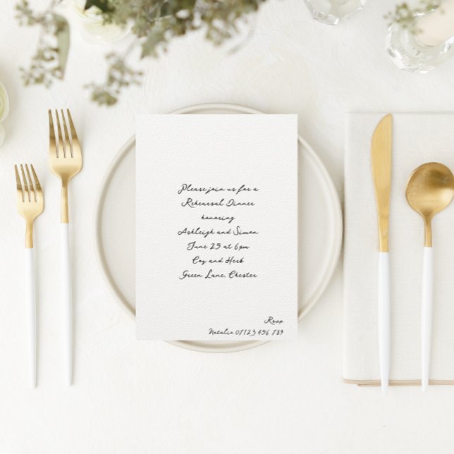 Simple Handwritten Script Wedding Rehearsal Dinner Invitation (Creator Uploaded)