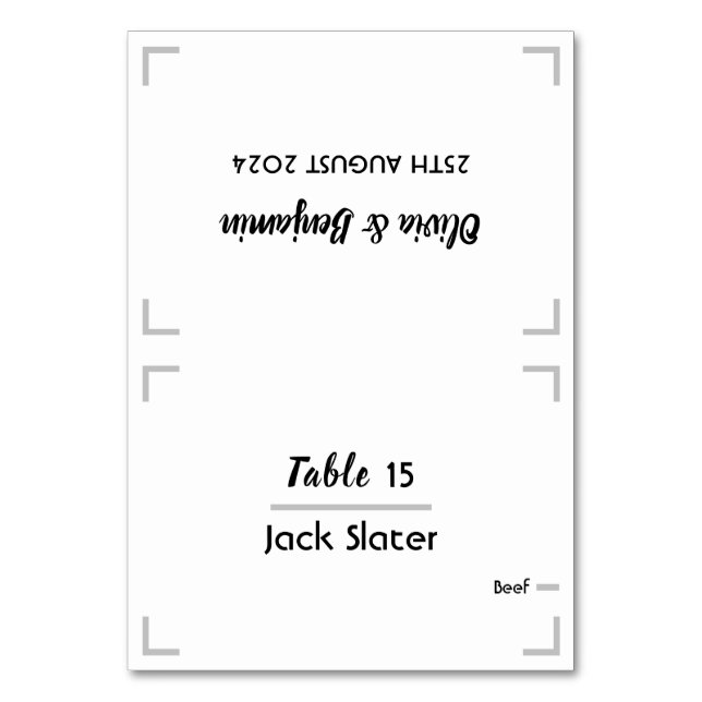 Simple Handwritten Script Wedding Table Card (Front)