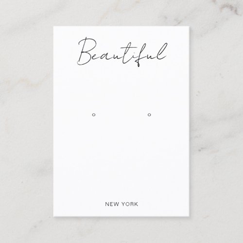 Simple Handwritten Script White Earring Display Bu Business Card