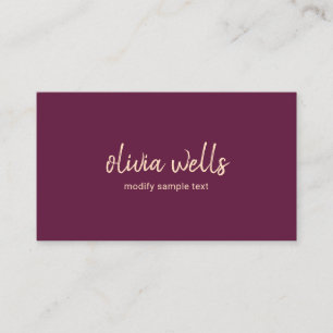 Simple Handwritten Typography Burgundy Purple Business Card
