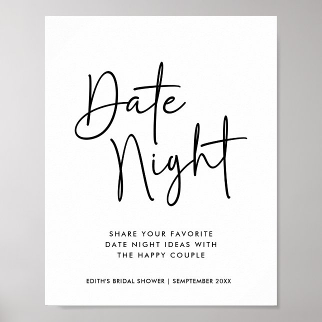 Simple Handwritten Typography Date Night Jar Sign (Front)
