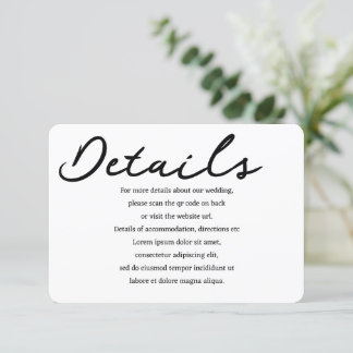 Simple Handwritten Typography Details QR Code Enclosure Card