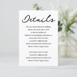 Simple Handwritten Typography Details QR Code Enclosure Card