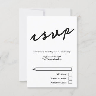 Simple Handwritten Typography Minimalist Wedding RSVP Card