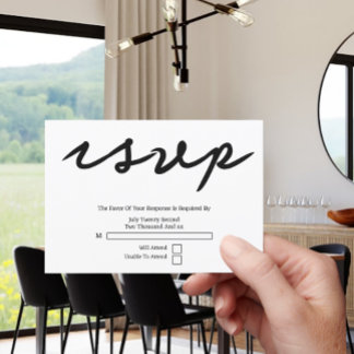 Simple Handwritten Typography Minimalist Wedding RSVP Card