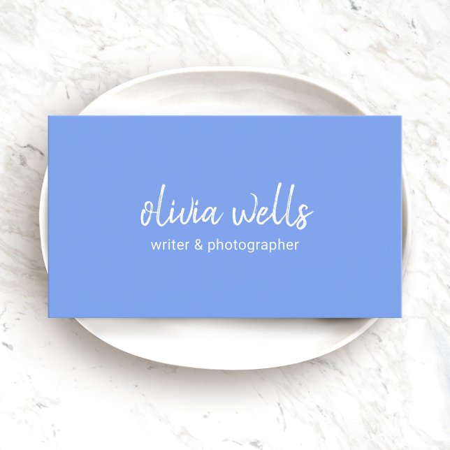 Simple Handwritten Typography Periwinkle Blue Business Card (Creator Uploaded)