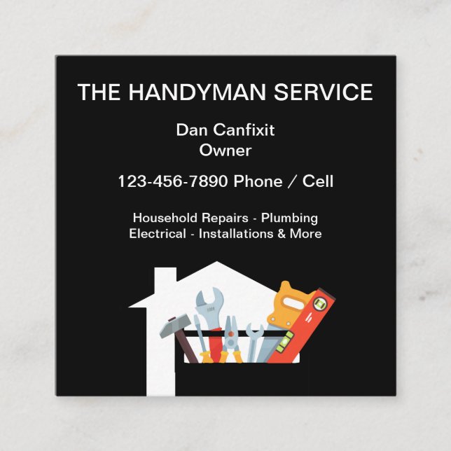 Simple Handyman Service Square Business Card (Front)