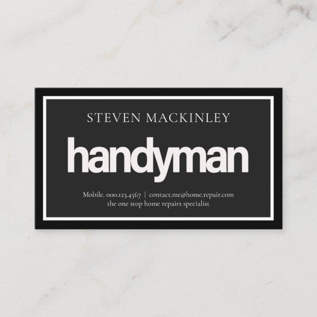 Simple HANDYMAN Signage Frame Business Card (Front)