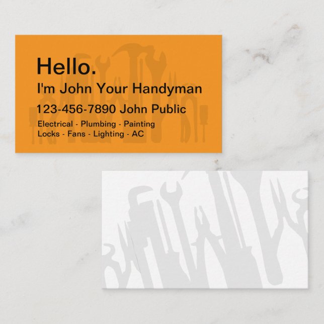 Simple Handyman Tools Theme Business Cards (Front/Back)