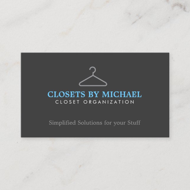 Simple Hanger Logo for Boutique, Closet Organizer Business Card (Front)