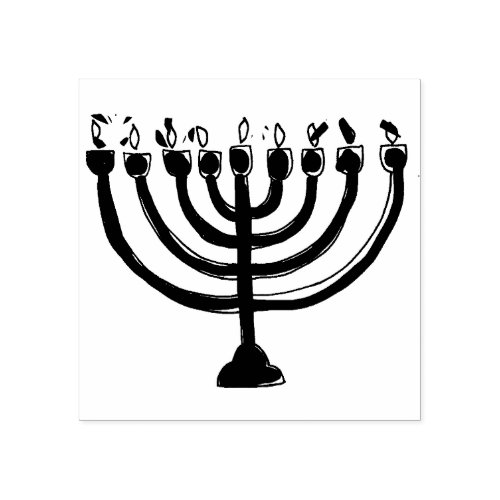 Simple Hanukkah Menorah Candelabra Rubber Stamp