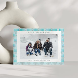 Simple Hanukkah Menorah in Blue Custom Photo  Holiday Card