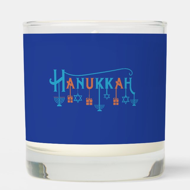 Simple Hanukkah Scented Candle. Editable. Scented Candle (Front)