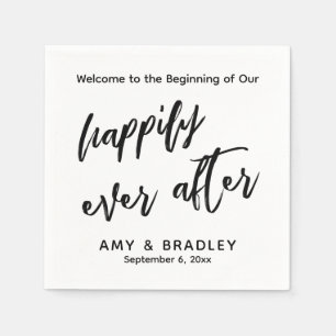 Simple Happily Ever After Handwriting Typography Napkins