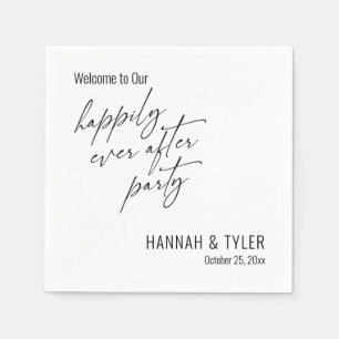 Simple Happily Ever After Party Black & White Napkins