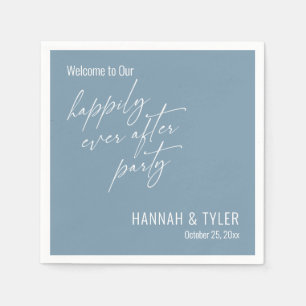 Simple Happily Ever After Party Dusty Blue Napkins