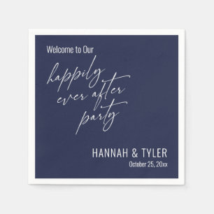 Simple Happily Ever After Party Navy Blue Napkins