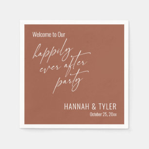Simple Happily Ever After Party Terracotta Napkins