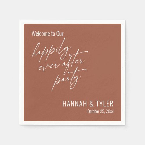 Simple Happily Ever After Party Terracotta Napkins