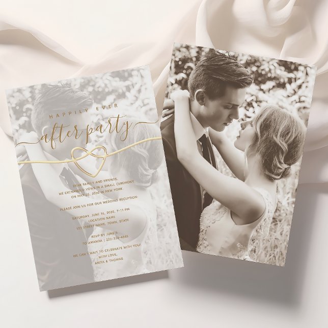 Simple Happily Ever After Wedding Reception Photo Invitation (Creator Uploaded)