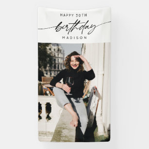 Simple Happy 30th Birthday Party Photo Script Banner