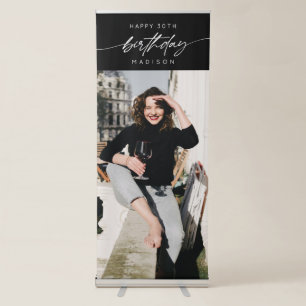 Simple Happy 30th Birthday Party Photo Script Retractable Banner