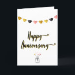 Simple Happy Anniversary Card for Couples Any Year<br><div class="desc">A clean and simple Happy Anniversary card for a special couple that's suitable for any year anniversary. Features an illustration of a hearts garland, the message Happy Anniversary and a jar with heart-shaped flowers on the front. The inside message is ready for your personalized touch and is accented by a...</div>