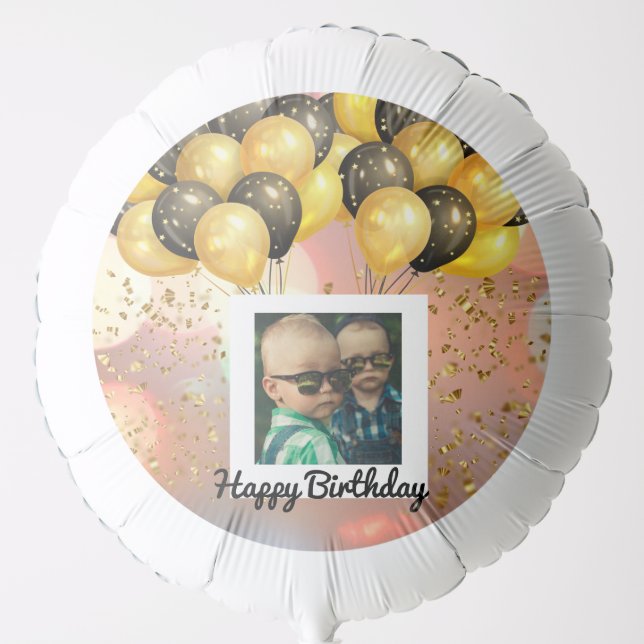 Simple Happy Birthday Add Photo Text Personalized  Balloon (Front)